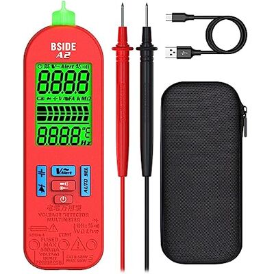 BSIDE A2 Mini Multimètre Numérique Multimètre Automatique Rechargeable 6000 Comptes Fonction VFD Testeur de Courant Tesnsion Résistance Capacité Diode Hz Détecteur de Tension Électrique avec Étui - Publicité BSIDE A2 Mini Multimètre Numérique Multimètre Automatique Rechargeable 6000 Comptes Fonction VFD Testeur de Courant Tesnsion Résistance Capacité Diode Hz Détecteur de Tension Électrique avec Étui - Publicité