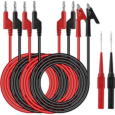 QIMEI-SHOP Câbles de Test de Multimètre avec Sondes de Multimètre Pince Crocodile Fiche Banane 4mm pour Multimetre Professionnel Testeur Electrique Noir Rouge 6 Pièces - Publicité QIMEI-SHOP Câbles de Test de Multimètre avec Sondes de Multimètre Pince Crocodile Fiche Banane 4mm pour Multimetre Professionnel Testeur Electrique Noir Rouge 6 Pièces - Publicité