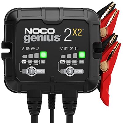 NOCO GENIUS2X2 : Chargeur de Batterie Intelligent 4A 6V/12V (2 Bancs de 2A) – Maintien Automatique, Charge Lente & Désulfateur – Protection Surcharge & Compensation Thermique – Plomb & Lithium - Publicité NOCO GENIUS2X2 : Chargeur de Batterie Intelligent 4A 6V/12V (2 Bancs de 2A) – Maintien Automatique, Charge Lente & Désulfateur – Protection Surcharge & Compensation Thermique – Plomb & Lithium - Publicité