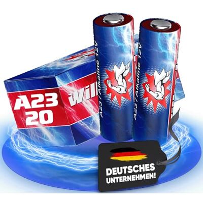 Wilhelm Lot de 20 Piles alcalines A23 12 V MN21 V23GA 23 A L1028 12 V 55 mAh - Publicité Wilhelm Lot de 20 Piles alcalines A23 12 V MN21 V23GA 23 A L1028 12 V 55 mAh - Publicité