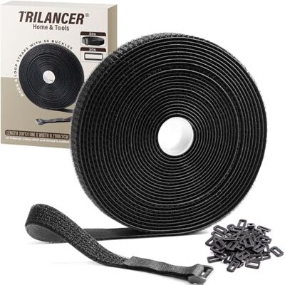 Trilancer Sangles Réutilisables en Scratch 10m x 2cm, Attaches de Câble Ajustables avec 50 Boucles, Sangle à Crochet Découpable à la Longueur, pour Gestion des Câbles et Rangement, Noire - Publicité Trilancer Sangles Réutilisables en Scratch 10m x 2cm, Attaches de Câble Ajustables avec 50 Boucles, Sangle à Crochet Découpable à la Longueur, pour Gestion des Câbles et Rangement, Noire - Publicité