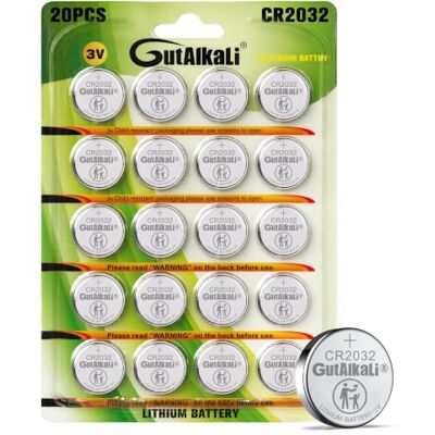 GutAlkaLi CR2032 Lot de 20 piles bouton CR2032 au lithium 3 V - Publicité GutAlkaLi CR2032 Lot de 20 piles bouton CR2032 au lithium 3 V - Publicité