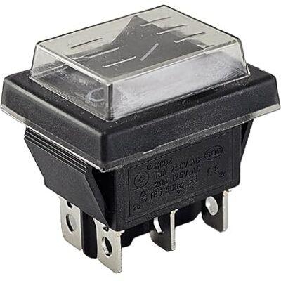 LEVSEB Interrupteur à bascule 6 broches 16 A 250 V avec couvercle étanche Noir - Publicité LEVSEB Interrupteur à bascule 6 broches 16 A 250 V avec couvercle étanche Noir - Publicité