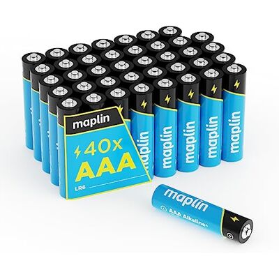 Maplin Lot de 40 Piles alcalines AAA LR03 1,5 V (Triple A) Durée de Vie de 10 Ans Haute Performance - Publicité Maplin Lot de 40 Piles alcalines AAA LR03 1,5 V (Triple A) Durée de Vie de 10 Ans Haute Performance - Publicité