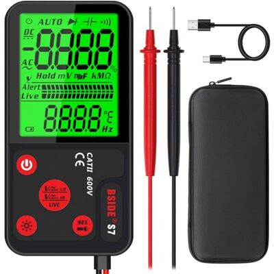 BSIDE Multimètre Numérique Rechargeable Voltmètre Automatique Ultra-Mince Grand Écran à 3 résultats 6000 comptes Testeur de Tension Multifonction avec NCV Lampe de Poche Cordons de test et Étui - Publicité BSIDE Multimètre Numérique Rechargeable Voltmètre Automatique Ultra-Mince Grand Écran à 3 résultats 6000 comptes Testeur de Tension Multifonction avec NCV Lampe de Poche Cordons de test et Étui - Publicité