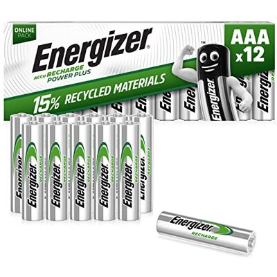 Energizer Piles Rechargeables AAA, Recharge Power Plus, Lot de 12 - Publicité Energizer Piles Rechargeables AAA, Recharge Power Plus, Lot de 12 - Publicité