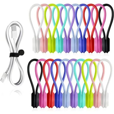Euablfo 20 Pièces Attache Cable Magnétiques,Silicone Attaches de Câble,Magnétiques Réutilisables en Silicone,Réutilisables Gestionnaire de Câbles USB pour Bureau L'école Maison - Publicité Euablfo 20 Pièces Attache Cable Magnétiques,Silicone Attaches de Câble,Magnétiques Réutilisables en Silicone,Réutilisables Gestionnaire de Câbles USB pour Bureau L'école Maison - Publicité