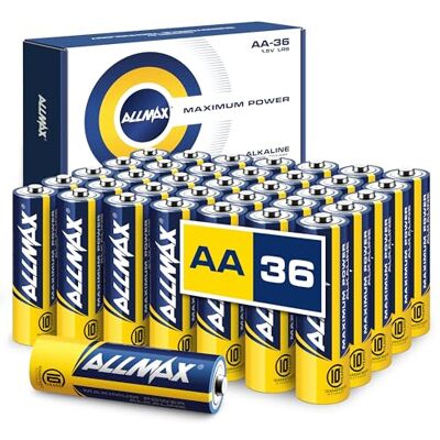 ALLMAX BATTERY Piles Alcalines Allmax AA Mignon (LR6) à Puissance maximale (36 pièces) – Durée de Vie Ultra Longue : 10 Ans, étanche, adaptée aux appareils – alimentée par la Technologie EnergyCircle (1,5 Volt). Publicité ALLMAX BATTERY Piles Alcalines Allmax AA Mignon (LR6) à Puissance maximale (36 pièces) – Durée de Vie Ultra Longue : 10 Ans, étanche, adaptée aux appareils – alimentée par la Technologie EnergyCircle (1,5 Volt). Publicité