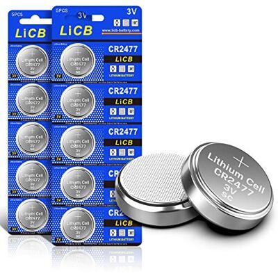 LiCB Lot de 10 piles bouton lithium batteries CR 2477 3 V - Publicité LiCB Lot de 10 piles bouton lithium batteries CR 2477 3 V - Publicité