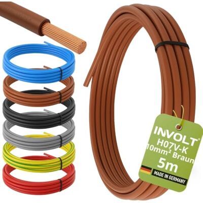 INVOLT H07V-K Câble flexible en PVC, 5 m, 10 mm², couleur marron, fabriqué en Allemagne - Publicité INVOLT H07V-K Câble flexible en PVC, 5 m, 10 mm², couleur marron, fabriqué en Allemagne - Publicité