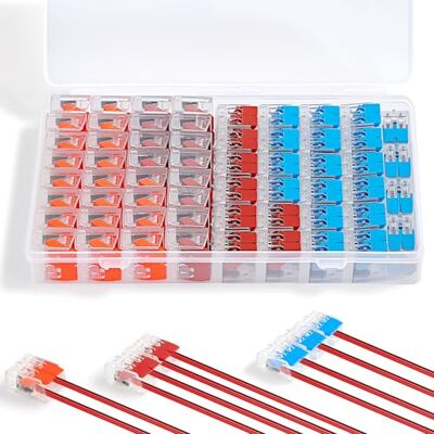 Vorflow 60 Pièces Connecteur Electrique,Compacts Rapide Cosses, Borne de Connexion Electrique, 2 Entrées Assortiment pour Fils Solides, Toronnés, Electrique pour 412 Câblage(Rouge×20, bleu×20, orange×20) - Publicité Vorflow 60 Pièces Connecteur Electrique,Compacts Rapide Cosses, Borne de Connexion Electrique, 2 Entrées Assortiment pour Fils Solides, Toronnés, Electrique pour 412 Câblage(Rouge×20, bleu×20, orange×20) - Publicité