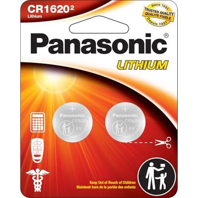 Panasonic CR1620 Lot de 2 Piles Bouton au Lithium 3,0 V résistantes aux Enfants, Emballage basé sur des Normes, Lot de 2 Piles - Publicité Panasonic CR1620 Lot de 2 Piles Bouton au Lithium 3,0 V résistantes aux Enfants, Emballage basé sur des Normes, Lot de 2 Piles - Publicité
