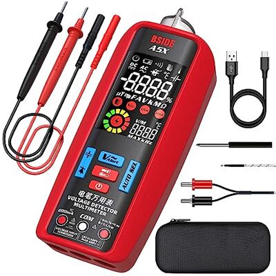 BSIDE A5X Multimètre Numérique Automatique Testeur de Courant Électrique LCD Couleur Multimetre Digital Intelligent avec Sonde Température VFC Détecteur de tension avec Batterie Recargeable et Étui - Publicité BSIDE A5X Multimètre Numérique Automatique Testeur de Courant Électrique LCD Couleur Multimetre Digital Intelligent avec Sonde Température VFC Détecteur de tension avec Batterie Recargeable et Étui - Publicité