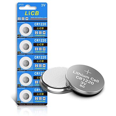LiCB Lot de 5 piles CR1220 au lithium 3 V (CR 1220/piles CR1220/DL1220/ECR1220) pour montres, télécommandes, lumières LED, appareils électroniques, jouets, clé de voiture, balances. Publicité LiCB Lot de 5 piles CR1220 au lithium 3 V (CR 1220/piles CR1220/DL1220/ECR1220) pour montres, télécommandes, lumières LED, appareils électroniques, jouets, clé de voiture, balances. Publicité