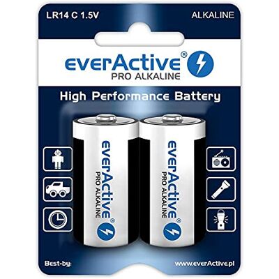 everActive C Lot de 12 Piles alcalines pour bébé LR14 R14 1,5 V, Haute Performance, durée de Vie de 10 Ans, 12 pièces – Cartes Blister - Publicité everActive C Lot de 12 Piles alcalines pour bébé LR14 R14 1,5 V, Haute Performance, durée de Vie de 10 Ans, 12 pièces – Cartes Blister - Publicité