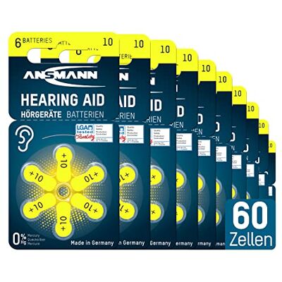Ansmann Piles pour appareils auditifs 10 1,4 V (60 pièces) – Piles auditives Made in Germany – Piles Plates de Type 10 A10 P10 PR70 10AE DA10 10HPX AZA10 DA10N6 - Publicité Ansmann Piles pour appareils auditifs 10 1,4 V (60 pièces) – Piles auditives Made in Germany – Piles Plates de Type 10 A10 P10 PR70 10AE DA10 10HPX AZA10 DA10N6 - Publicité