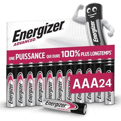 Energizer Advanced Piles AAA (Lot de 24) Micro LR03 Alcaline 1,5 V Haute Performance Télécommandes, Jouets et Électroniques Made in EU Emballage 0% Plastique Conservation 10 Ans - Publicité Energizer Advanced Piles AAA (Lot de 24) Micro LR03 Alcaline 1,5 V Haute Performance Télécommandes, Jouets et Électroniques Made in EU Emballage 0% Plastique Conservation 10 Ans - Publicité