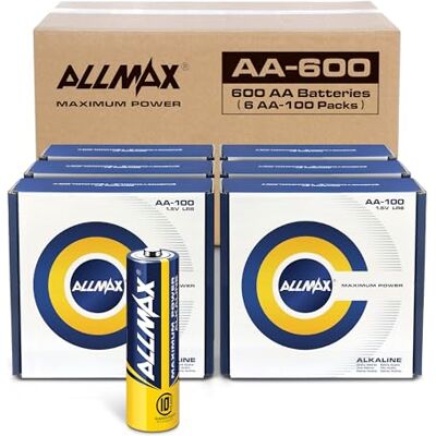 ALLMAX BATTERY Piles alcalines Allmax AA de Puissance maximale (Premium Grade) Batterie Double A Ultra Durable, durée de Vie de 10 Ans, Anti-Fuite Fonctionne avec la Technologie EnergyCircle (600 unités) - Publicité ALLMAX BATTERY Piles alcalines Allmax AA de Puissance maximale (Premium Grade) Batterie Double A Ultra Durable, durée de Vie de 10 Ans, Anti-Fuite Fonctionne avec la Technologie EnergyCircle (600 unités) - Publicité