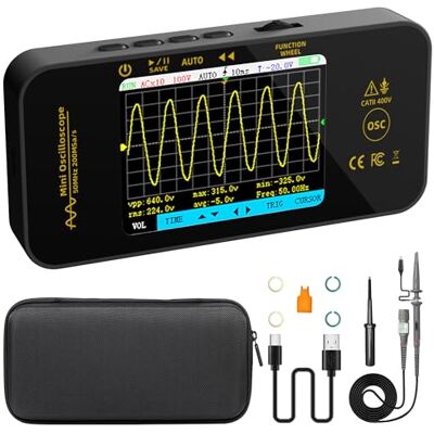 BSIDE OT5 Mini Oscilloscope Numérique Portable 50MHz Bande Passante 200MSa/s Échantillonnage Oscilloscope de Poche Rechargeable Ultra Mince avec Écran Couleur 3,2” pour Électronique Audio Automobile - Publicité BSIDE OT5 Mini Oscilloscope Numérique Portable 50MHz Bande Passante 200MSa/s Échantillonnage Oscilloscope de Poche Rechargeable Ultra Mince avec Écran Couleur 3,2” pour Électronique Audio Automobile - Publicité