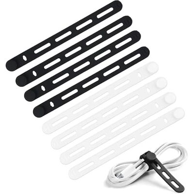Alyxen 8 pièces Attache Câble Silicone, Cable Tie Réutilisable, 130 mm,Serre Cable Silicone, Utilisés pour Gérer Câbles Charge, Câbles D'ordinateur, Adaptés Voyages Domicile (Noir*4, Blanc*4) - Publicité Alyxen 8 pièces Attache Câble Silicone, Cable Tie Réutilisable, 130 mm,Serre Cable Silicone, Utilisés pour Gérer Câbles Charge, Câbles D'ordinateur, Adaptés Voyages Domicile (Noir*4, Blanc*4) - Publicité