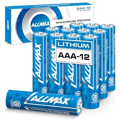 ALLMAX BATTERY Batteries au Lithium Allmax AAA à Puissance maximale (12 pièces) Longue durée de Vie, étanche, durée de Conservation de 20 Ans, Performance supérieure 1,5 V - Publicité ALLMAX BATTERY Batteries au Lithium Allmax AAA à Puissance maximale (12 pièces) Longue durée de Vie, étanche, durée de Conservation de 20 Ans, Performance supérieure 1,5 V - Publicité