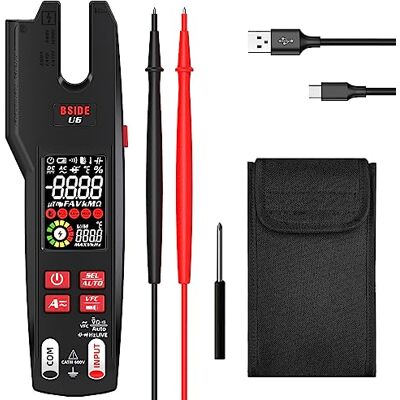 BSIDE Pince Ampèremétrique AC/DC 600A Multimètre Automatique TRMS avec Thermomètre IR et VFD 9999 Comptes Mesure Tension et Courant En Même Temps Testeur Électrique Ouverte avec Batterie Rechargeable - Publicité BSIDE Pince Ampèremétrique AC/DC 600A Multimètre Automatique TRMS avec Thermomètre IR et VFD 9999 Comptes Mesure Tension et Courant En Même Temps Testeur Électrique Ouverte avec Batterie Rechargeable - Publicité