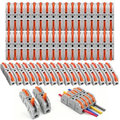 ZOVRIXIA Connecteur Electrique Avec Levier, 50 PCS Bornes De Connexion Automatique, Connecteurs de Fils Électriques 1-Fil 2-Entrées et Peut Étre Librement Combiné Bornier Electrique - Publicité ZOVRIXIA Connecteur Electrique Avec Levier, 50 PCS Bornes De Connexion Automatique, Connecteurs de Fils Électriques 1-Fil 2-Entrées et Peut Étre Librement Combiné Bornier Electrique - Publicité