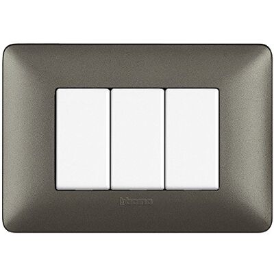 Bticino AM4803CAB Plaque 3 modules Ambre, gris, AM4803MIR - Publicité Bticino AM4803CAB Plaque 3 modules Ambre, gris, AM4803MIR - Publicité