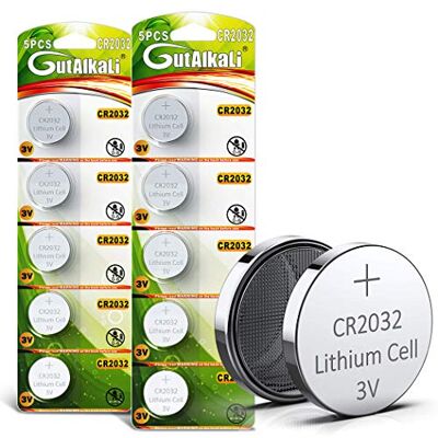 GutAlkaLi Lot de 10 Piles Bouton au Lithium CR2032 3 V - Publicité GutAlkaLi Lot de 10 Piles Bouton au Lithium CR2032 3 V - Publicité