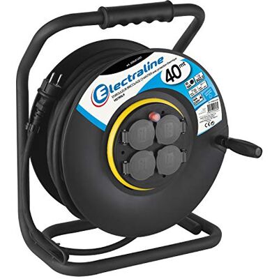 Electraline 20868129D Rallonge Prolongateur électrique IP44 Profesionnelle 40 m avec enrouleur Noir Section 3G2,5 mm² - Publicité Electraline 20868129D Rallonge Prolongateur électrique IP44 Profesionnelle 40 m avec enrouleur Noir Section 3G2,5 mm² - Publicité