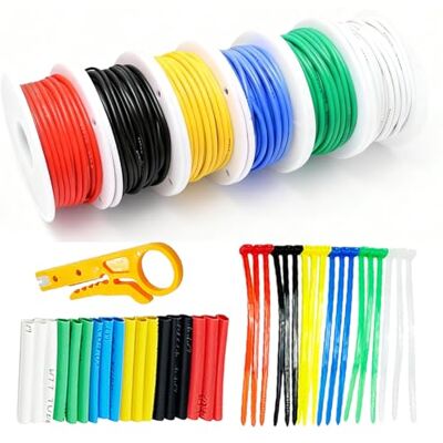 BORDEAG 6 Bobines Kit Câbles en Silicone, 22AWG Fil électrique 6 Coloris Kit, Fil électronique Flexible en Silicone, Kit de Fil électrique Toronné en Cuivre étamé pour Bricolage, les Appareils Ménagers - Publicité BORDEAG 6 Bobines Kit Câbles en Silicone, 22AWG Fil électrique 6 Coloris Kit, Fil électronique Flexible en Silicone, Kit de Fil électrique Toronné en Cuivre étamé pour Bricolage, les Appareils Ménagers - Publicité