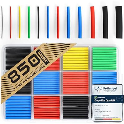 BAURIX ® Kit de gaine thermorétractable 850 pièces Assortiment de tube thermorétractable en couleur Rapport de rétraction 2:1 Gaine retractable pour fil electrique heat shrink tube - Publicité BAURIX ® Kit de gaine thermorétractable 850 pièces Assortiment de tube thermorétractable en couleur Rapport de rétraction 2:1 Gaine retractable pour fil electrique heat shrink tube - Publicité