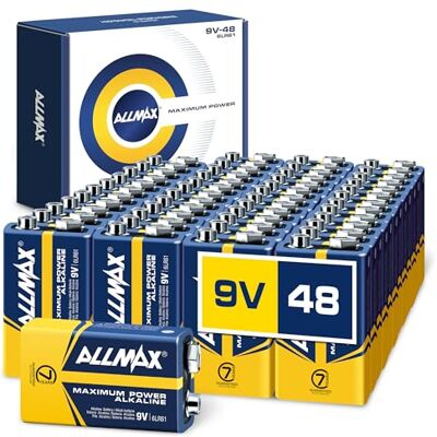 ALLMAX BATTERY Piles alcalines Allmax à Puissance maximale de 9 V Block (6LR61) (48 pièces) – Durée de Vie Ultra Longue : 7 Ans, étanche, adaptée aux appareils – Idéale pour détecteurs de fumée et alarmes Incendie. Publicité ALLMAX BATTERY Piles alcalines Allmax à Puissance maximale de 9 V Block (6LR61) (48 pièces) – Durée de Vie Ultra Longue : 7 Ans, étanche, adaptée aux appareils – Idéale pour détecteurs de fumée et alarmes Incendie. Publicité