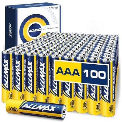 ALLMAX BATTERY Piles Alcalines Allmax AAA Micro (LR03) à Puissance maximale (100 pièces) – Durée de Vie Ultra Longue : 10 Ans, étanche, adaptée aux appareils – alimentée par la Technologie EnergyCircle (1,5 V). Publicité ALLMAX BATTERY Piles Alcalines Allmax AAA Micro (LR03) à Puissance maximale (100 pièces) – Durée de Vie Ultra Longue : 10 Ans, étanche, adaptée aux appareils – alimentée par la Technologie EnergyCircle (1,5 V). Publicité