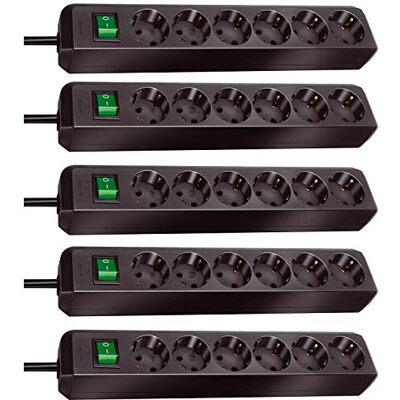 Brennenstuhl Eco-Line Lot de 5 multiprises 6 prises avec sécurité enfant, interrupteur et câble de 1,5 m Noir - Publicité Brennenstuhl Eco-Line Lot de 5 multiprises 6 prises avec sécurité enfant, interrupteur et câble de 1,5 m Noir - Publicité