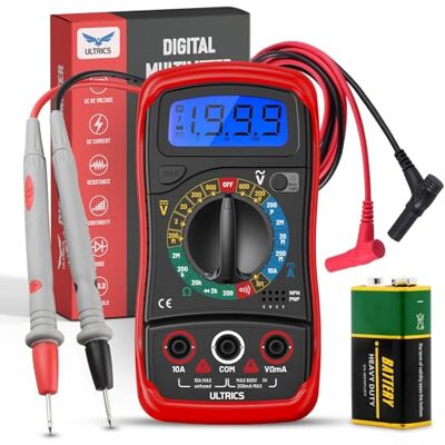 ULTRICS Multimètre Numérique Voltmètre Ampèremètre Ohmmètre avec Cordons de Test, Testeur Électrique 1999 Comptes, Testeur de Tension AC/DC, Courant, Résistance, Circuit, Continuité, Diodes Testeur - Publicité ULTRICS Multimètre Numérique Voltmètre Ampèremètre Ohmmètre avec Cordons de Test, Testeur Électrique 1999 Comptes, Testeur de Tension AC/DC, Courant, Résistance, Circuit, Continuité, Diodes Testeur - Publicité