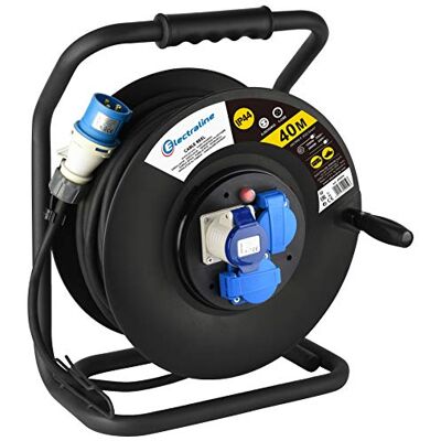 Electraline 49059 Enrouleur de câble Industriel H07 RN-F 3G2,5 Câble de 40 m IP44 pour l'extérieur avec rallonge en Caoutchouc 2 Prises industrielles Prise 3 Broches + 1 Prise Schuko - Publicité Electraline 49059 Enrouleur de câble Industriel H07 RN-F 3G2,5 Câble de 40 m IP44 pour l'extérieur avec rallonge en Caoutchouc 2 Prises industrielles Prise 3 Broches + 1 Prise Schuko - Publicité