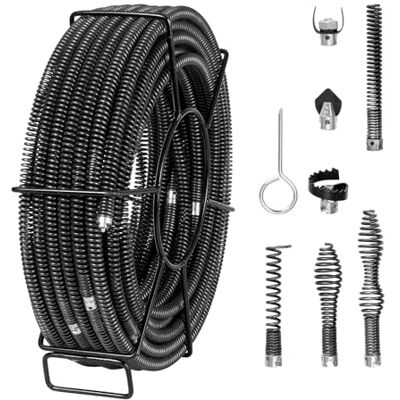 VEVOR Câble de nettoyage de canalisations, 30 m x 16 mm, câble de tarière de vidange d'égout noyau creux sectionnel professionnel, 7 coupeurs pour tuyaux 20-100 mm pour évier, siphon de sol, toilettes - Publicité VEVOR Câble de nettoyage de canalisations, 30 m x 16 mm, câble de tarière de vidange d'égout noyau creux sectionnel professionnel, 7 coupeurs pour tuyaux 20-100 mm pour évier, siphon de sol, toilettes - Publicité