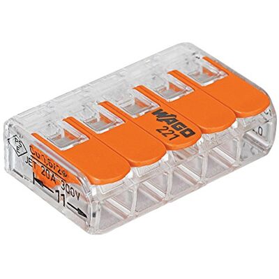 WAGO 5x Clamp 221-415 32A 450V Terminal de connexion 5-pôle Avec levier - Publicité WAGO 5x Clamp 221-415 32A 450V Terminal de connexion 5-pôle Avec levier - Publicité
