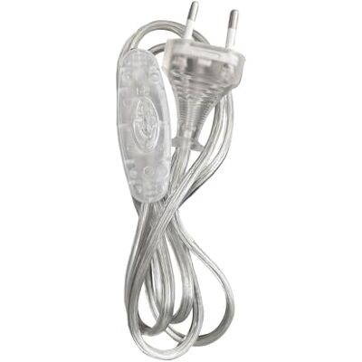 TIBELEC Cordon électrique avec interrupteur et fiche 2 pôles L.1M50, Translucide - Publicité TIBELEC Cordon électrique avec interrupteur et fiche 2 pôles L.1M50, Translucide - Publicité
