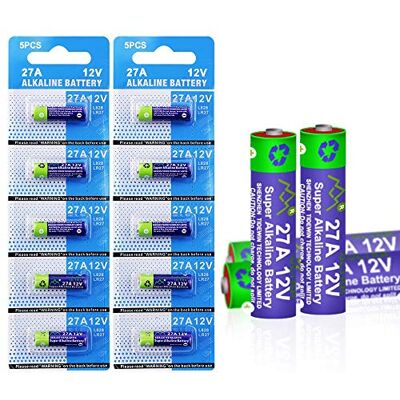 GutAlkaLi Lot de 10 Piles alcalines 27 A 12 V Haute Tension 27 A 12 V Mini V27A LR27A MN27 L828 A27-12 V Durée de Vie de 3 Ans - Publicité GutAlkaLi Lot de 10 Piles alcalines 27 A 12 V Haute Tension 27 A 12 V Mini V27A LR27A MN27 L828 A27-12 V Durée de Vie de 3 Ans - Publicité