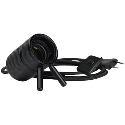 TIBELEC Douille métal E27 noire précablée à poser, câble en tissu - Publicité TIBELEC Douille métal E27 noire précablée à poser, câble en tissu - Publicité