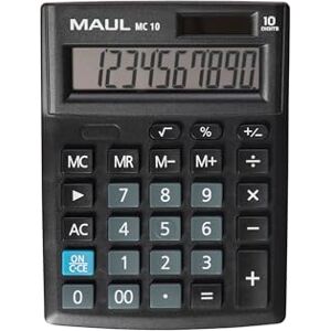 MAUL Calculatrice de Poche MC 10   Calculatrice avec Grand Affichage incliné à 10 Chiffres   Calculatrice de Bureau Professionnelle pour Le Bureau, la Maison et l'école   13,7 x 10,3 cm   Noir - Publicité