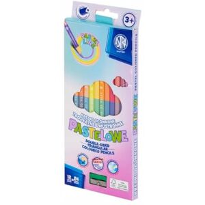 Astra Crayons triangulaires double face 12 = 24 couleurs pastel + TMP - Publicité Astra Crayons triangulaires double face 12 = 24 couleurs pastel + TMP - Publicité