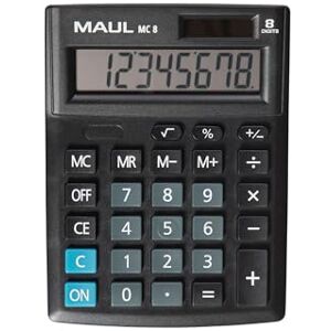 MAUL Calculatrice de Poche MC 8   Calculatrice avec Grand Affichage incliné à 8 Chiffres   Calculatrice de Bureau Professionnelle pour Le Bureau, la Maison et l'école   13,7 x 10,3 cm   Noir - Publicité