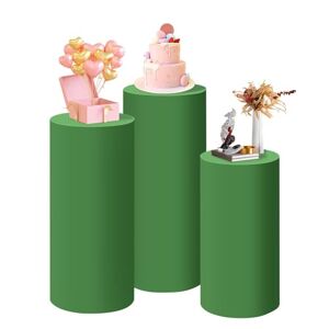 BaiWon 3PcsHousses de Support de Cylindre pour fête, Housses en Tissu élastique pour Supports en métal pour la fête, Le Mariage ou Le décor d'événements d'anniversaire(Green,Small) - Publicité