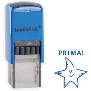 Trodat edy FIX Tampon de motivation pour enseignants et éducateurs, kit de tampons de motivation 1 motif étoile Prima allemand, boîtier bleu, empreinte bleue, auto-encreur 20 x 20 mm - Publicité Trodat edy FIX Tampon de motivation pour enseignants et éducateurs, kit de tampons de motivation 1 motif étoile Prima allemand, boîtier bleu, empreinte bleue, auto-encreur 20 x 20 mm - Publicité