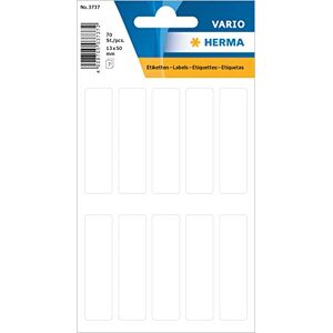 HERMA 3737 Lot de 70 étiquettes polyvalentes 13 x 50 mm, 10 par feuille, autocollantes, étiquettes ménagères pour étiquetage de calendrier, planificateur, bricolage, mates, vierges en papier blanc - Publicité