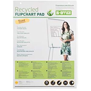 Bi-Office Earth Lot de 5 Blocs de Papier Recyclé pour Chevalet de Conférence, A1, 40 feuilles lisses, 55 g/m² blanc FL0111801 - Publicité