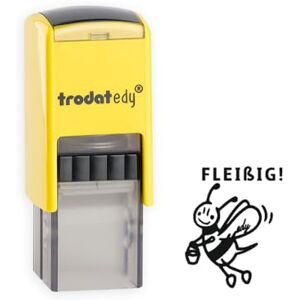 Trodat edy FIX Tampon de motivation pour enseignants et éducateurs, kit de tampons de motivation 1 motif abeille fluide allemand, boîtier jaune, empreinte noire, auto-encreur 20 x 20 mm - Publicité Trodat edy FIX Tampon de motivation pour enseignants et éducateurs, kit de tampons de motivation 1 motif abeille fluide allemand, boîtier jaune, empreinte noire, auto-encreur 20 x 20 mm - Publicité